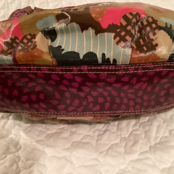 VINTAGE FOSSIL KEY-PER COLORFUL COATED CANVAS SHOULDER BAG - Picture 4 of 12